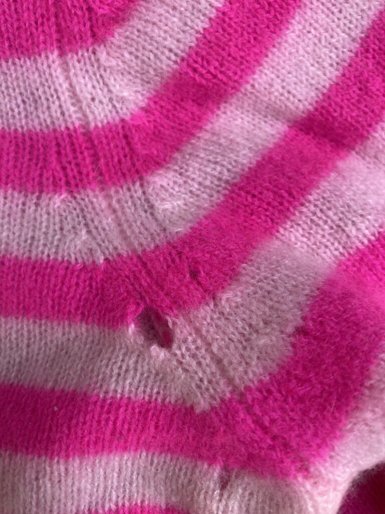 remaillage d'un pull en laine